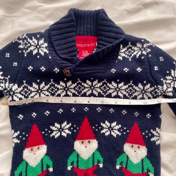 Jingles & Joy Gnome Elf Christmas Holiday Sweater 12-18M - Picture 3 of 5